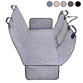 Vivaglory Dog Car Seat Covers, Mesh Visual Window with Extra Strap & Buckles, Waterproof & Nonslip Car Seat Covers Convert to Bench Seat Cover & Trunk Liner & Dog Hammock, Heather Black L