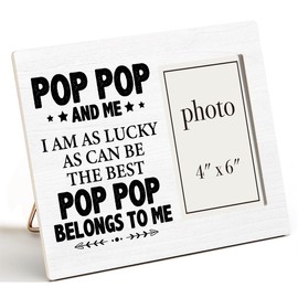 Zauly Grandpa Gift Wood Picture Frame From Grandson Granddaughter, Grandpa Gifts for Birthday Christmas Father's Day, Pop Pop Picture Frames, 4 x 6 Inch Photo