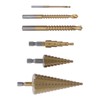 3Pcs Step Drill Bit Hex Shank Straight Grooved HSS Ti