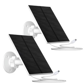 Vuebee 2W Solar Panel for Security Camera, Solar Charger for Camera Outdoor, USB Solar Charger, USB C Camera Charger with 2.2m Cable & 360° Adjustable Stand