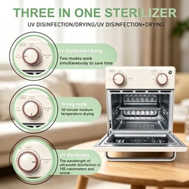 JOSBES Sterilizer Tools, 10L Drying and 3-in-1 Disinfection Tools 150W Sterilizer with Timer Disinfection Cabinet Suitable for Mother-Child Products, Towels, Hair Salons, Nail Studios (White1)