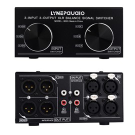 Audio Selector, 3 Input to 3 Output Fully Balanced XLR Signal Passive Stereo Selector Switch Switcher/Balanced XLR to Unbalanced RCA Audio Converter/No Loss Switching/No External Power Supply