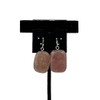 Natural Strawberry Quartz Gemstone Tumbled Rectangle Sterling Silver Earrings
