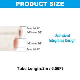 PATIKIL Pipe Insulation Foam Tube, Heat Preservation Insulated Foam Tubing for 1/2", 3/4" O.D. Mini Split Copper Line Set Water Pipes,6.56Ft(2m),White/Pink