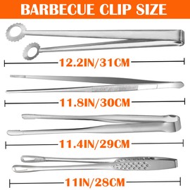 DOERDO 4Pcs Cooking Tweezers, Stainless Steel Kitchen Tongs Professional Long Tweezers for Food Cooking, Repairing, Sea Food and BBQ, 12''