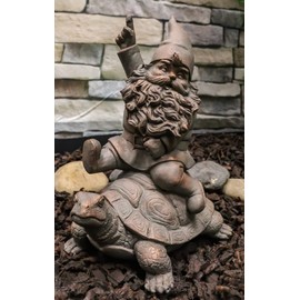 Ebros Gift Whimsical Festive Holiday Novelty Adventurous Mr Gnome Sitting On Wild Rodeo Giant Tortoise Figurine Travelling Gnomes DIY Fairy Garden Home Decor