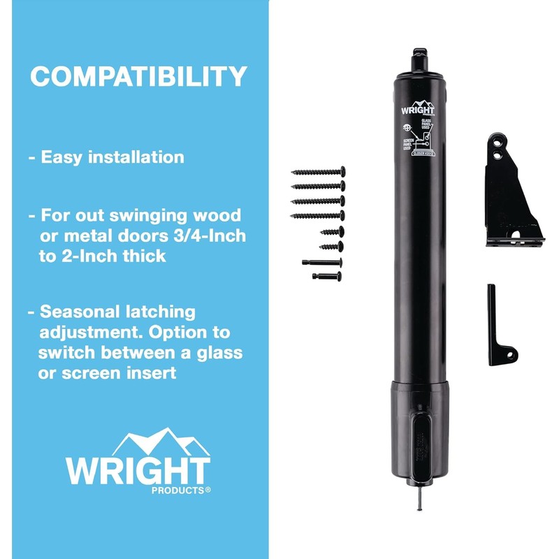 Wright Products V2012BL Heavy Duty Tap-N-Go Pneumatic Closer, Black