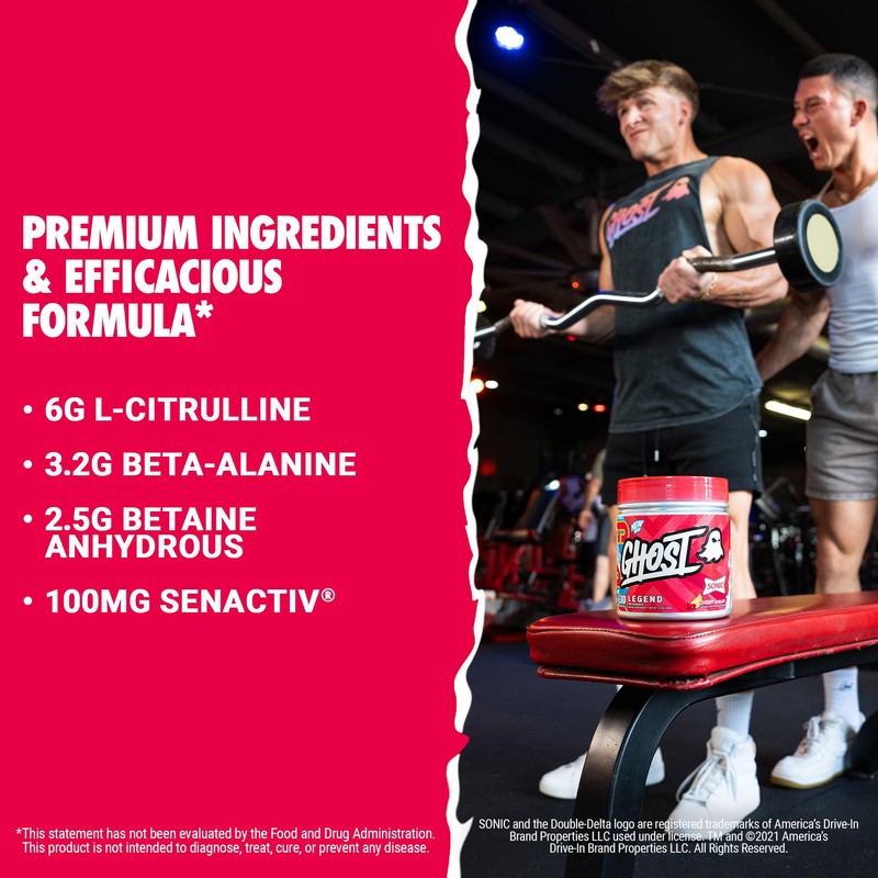 GHOST Legend Pre Workout Powder, Sonic Cherry Limeade - 30