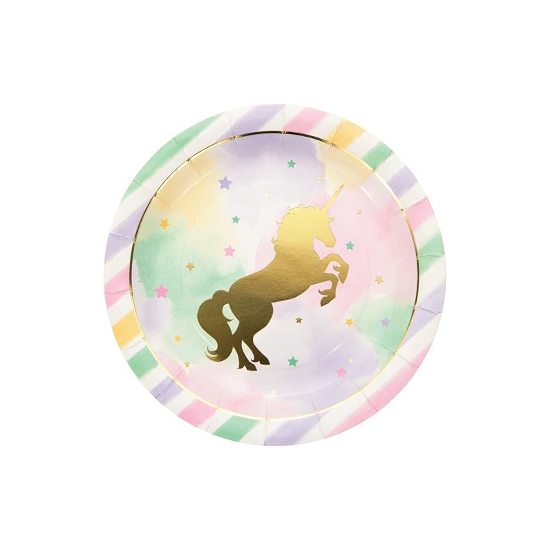 Trendware Sparkle Unicorn Paper Plates, 24 Count