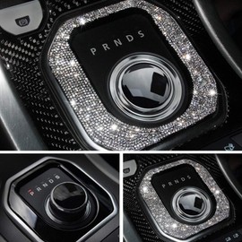 Car Interior Trim Bling Accessories fit for Land Rover Range Rover Evoque 2012-2018 Gear Knob Panel Sticker Rhinestone Crystal Decals Accessories (Silver)
