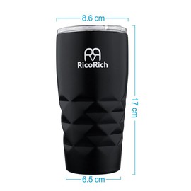RicoRich Stainless Steel Tumbler with Lid Vacuum Insulated Double Layer Construction 18.6fl oz (550 ml) 