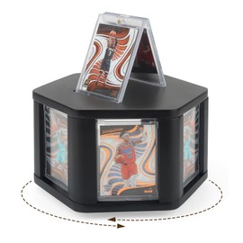 360° 6-Sides Rotation Graded Trading Game Baseball Football Sports Cards Display Case Storage, Designed for Show Display 4.3 x 2.8 Inch Top Loads SLABS Case Frame Case for Card Game Collection Black