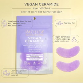 Pacifica Beauty Parches de gelatina hidratantes de ceramida vegana debajo de los ojos y la línea de sonrisa, para ojos hinchados, soporta líneas finas y arrugas, aprobado por la Asociación de Eczema,
