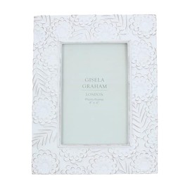 Gisela Graham White Floral Embossed Photo Frame, 4x6"