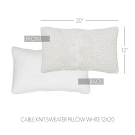 VHC Brands Cable Knit Sweater Pillow White 12x20