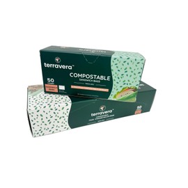 terravera- Eco-Friendly Value Pack: 50 Compostable Gallon Freezer Bags (10.8" x 11") + 50 Resealable Sandwich Bags (6.7" x 6.8") - BPI Certified, Home Compostable Food Storage Bundle