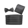 Miaomiao Cummerbund Bow Tie, Square, Set of 3, Black, Gentleman,