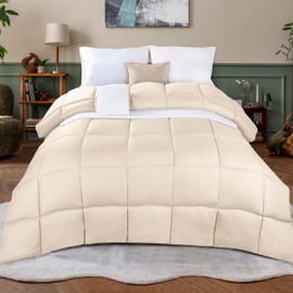 All Season Wide Stripes Down Alternative Comforter, Twin/Twin XL, Cream