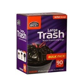DURRA BEST. 30 Gallon Trash Bags Drawstring | 90 Count Bulk | Black | Multipureose | 30 Gallon Garbage Bags | Ultra Strong 1.2 MIL | Large 30 Gallon