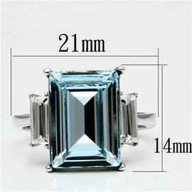 Yourjewellerybox Women Blue Topaz Ring CZ Emerald Radiant Stainless Steel Cocktail Size L 862