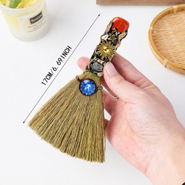 Crystal Witch Altarbroom - Handmade Magic Witch Broom Zodiac Healing Stones, Ideal for Meditation, Healing and Yoga (Aquarius (Jan 20 - 18 Feb))