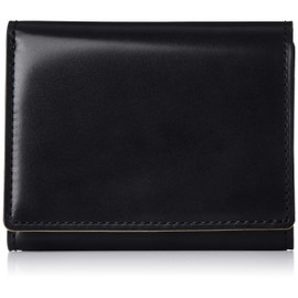 Prairie Natural Cordovan Smart Compact Prairie Ginza Trifold Wallet with Coin Pocket, Black