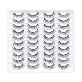 Azenlo False Eyelashes 20 Pairs Wispy Lashes Faux Mink Lashes 14mm 3D Fluffy Cat Eye Lashes （style 20-064)