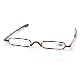 ZUVGEES Easy Carry Mini Compact Slim Reading Glasses—Lightweight Portable Readers with w/Pen Clip Tube Case (Brown, 3.50)