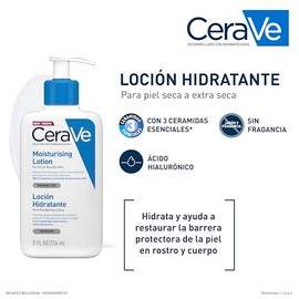 CeraVe Loción Hidratante de Rostro y Cuerpo para Piel Seca con Ácido Hialurónico 236ml