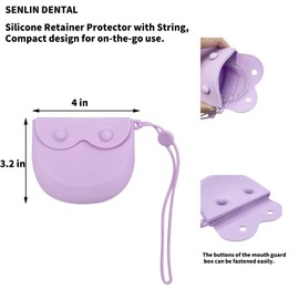 SENLIN DENTAL 1PC Silicone Retainer Case with Lanyard, Cute Vent Holes Denture Box, Mouth Guard Case Travel Holder for Girls, Women, Men (Pink with Lanyard)
