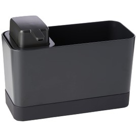 Brabantia Kitchen Sink Organiser Set with Soap Dispenser (Dark Grey) Cloths/Sponge Storage Holder + Refillable Handwash Pump (250ml)