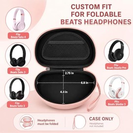 Comecase Estuche rígido de viaje para audífonos de diadema Beats Solo3/Beats Solo2, Rose gold, Beats Solo3