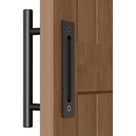QINAIXQM 30 cm Barn Door Handle, Sliding Door Pull Handle, Black Door Handle, Sliding Door Handle, Kitchen Handles, Sliding Door Handle, for a Wooden Door, Cupboard Door