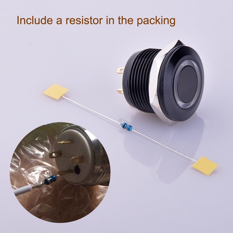 Ulincos Momentary Push Button Switch U19D1 1NO SPST Black Metal