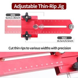Yeguwithu Thin Rip Jig Table Saw Jig Guide, Precision Thin Rip Guide, Table Saw Thin Strip Jig for 3/8" X 3/4" T Slot, for Repeat Narrow Strip Cuts Works with Table Saw Router Table Band Saw