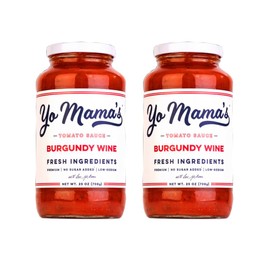 Yo Mama's Foods Keto Burgundy Wine Pasta Sauce - Pack of (2) - No Sugar Added, Low Carb, Low Sodium, Gluten Free, Paleo Friendly, and Made with Whole, Non-GMO Tomatoes