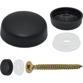 Ex Large SNAP-ON Two Piece Dome Black Matt Screw Cover Caps With CSK Bases Pack of 50