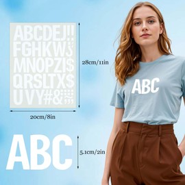TIESOME 10 Bögen 440 Stück Buchstaben Zum Aufbügeln, 5,1 cm Wärmeübertragungsbuchstaben Aus Vinylgewebe Mit A Z Weiße Pet Alphabete Aufkleber Wärmepressbuchstaben Für T Shirts Trikots Hüte DIY