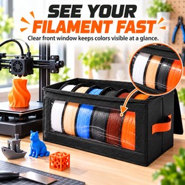 4-Piece 3D Printer Filament Storage Box Set for Spool Organization – Foldable Moisture-Resistant Cases for 24 Spools