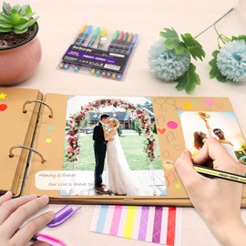 ZEEYUAN Photo Album for DIY Wooden 80 Pages 19 x 29 cm Guest Book Photo Book with Photo Corners for Valentine's Day Birthday for Couples Friends