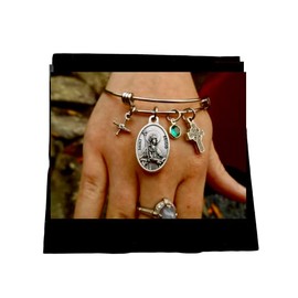 SAINT Brigid Bracelet- Stainless Steel Bangle- Celtic Cross, Brigid Cross-Patron Saint-Confirmation- First Communion, Irish Bracelet