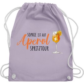 Geschenk mit Namen personalisiert by Shirtracer - Gym Bag Backpack - Carnival Accessory Fancy Dress - Is on Aperol with Name Spritztour - Girls' Evening JGA Mallorca Girls' Trip, 12 pastel purple