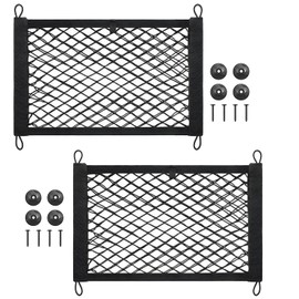 Ulifebetter 2 Pcs Small Cargo Net, 17.7 ×9.8in Car Storage Net Pocket Automotive Cargo Nets Stretchable Cargo Net Storage Mesh Net with 8 Mounting Screws and Hooks Cargo Netting for SUV Car Truck