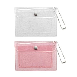 AfitLulu Lipstick Case Keychain, 2Pc Vertical Clear Lipstick Pouch Organizer for Purse, Waterproof Coin Purse Mini Storage Purse for Small Items (B)