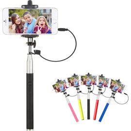 Vivitar 36" Selfie Stick with Built-in Shutter Release and Folding Clamp, Black.