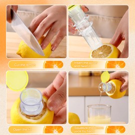 Screw Top Lemon Squeezer, 2025 New Mini Durable Portable Lemon Juicer, Compact Citrus Press with Lid, Handheld Lime Juicer, for Cocktails, Drinks (2, Green + Yellow)