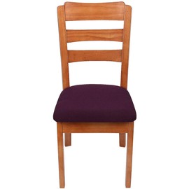 smiry Stretch Chair Seat Covers for Dining Room, Aubergine Set of 1 Jacquard Dining Chair Seat Protectors Chair Slipcovers