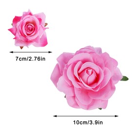 Topbuti Rose Hair Clip Flower Hairpin Brooch Floral Clips, 4 Pcs Fabric Rose Flowers Hair Clips Mexican Hair Flowers Pin up Headpieces for Woman Girl Wedding Party Mother's Day (2 Sizes) (Pink)