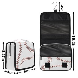 YoYoYuchong Travel Toiletry Bag for Women & Men Sport Baseball Red Hanging Cosmetic Organizer Portable Waterproof Makeup Case Make Up Bag with Compartments Travel Essentials for Bathroom Shower