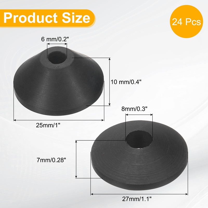uxcell 24 Pcs Toilet Bolt Rubber Washer M6 and M8